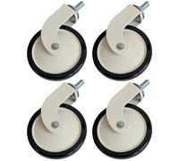 Gedotec Roulettes de meubles en métal Blanc | Set 2× Roulettes avec frein + 2× Roulettes sans frein | Ø 73,5 mm | Roulettes pivotantes avec 8 mm de fixation | Capacité de 48 kg | Rouleaux en