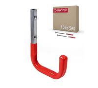 Gedotec Support mural - Crochet mural à visser acier zingué caoutchouté | MONO | 10 crochets pour appareils longueur : 250 mm matériel de fixation inclus | Crochet métallique à usage général