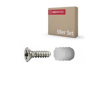 Gedotec Vis de fixation et chevilles | Diamètre de perçage de 8 mm | 50 pièces | Vis de 3,5 x 12 mm et chevilles en plastique de 10,8 mm | Fixation de charnière en pot pour meubles, charnière de barre