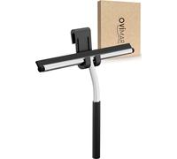 Gedser Essuie-douche noir acier inoxydable ne pas percer lèvre en caoutchouc remplaçable 264 cm de large support en caoutchouc flexible