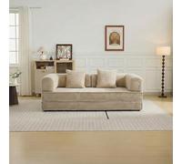 GEDTECH ARMANA 3 Places Convertible Lila en Velours côtelé Beige, modulable, Confortable, Structure en métal - Convertible, Multifonctionnel, livré compressé, Moderne et Personnalisable