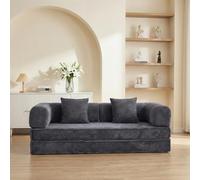 GEDTECH ARMANA Canapé 3 Places Convertible Lila en Velours côtelé, modulable en lit, Confortable, Cosy, méridienne en Velours, livré compressé, Sofa Moderne et Personnalisable, canapé lit (Gris)