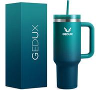 Gedux Gourde avec paille - 1,2 l - Avec anse - Anti-fuite | Isolation sous vide à double paroi, couvercle résistant aux éclaboussures, fond en silicone antidérapant
