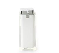 GEDY Auckland Dosasapone Salle de Bain Blanc, Dimensions et Poids : 16,2 x 7 x 11,3 cm et 0,415 kg, Distributeur de Savon de Salle de Bain en résine Transparente de Haute qualité, Design R&S Gedy