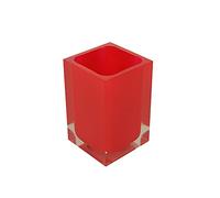 Gedy Auckland Porte-brosse à dents de salle de bain rouge, dimensions et poids : 11 x 7,2 x 7,2 cm et 0,29 kg, porte-brosse à dents en résine transparente de haute qualité, design R&D, fait à la main,