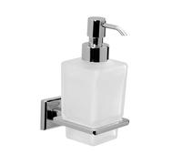 GEDY Dosasapone Colorado, Distributeur de Savon en Acier Inoxydable, Cromall et Verre satiné, fixé avec vis incluses ou Colle, 15,5 x 7 x 11 cm, Noir Mat, capacité 230 ML