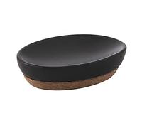 Gedy G-Canberra Savon en Bois, Dimensions et Poids : 3 x 13 x 9,5 cm et 0,184 kg, Porte Savon Solide en céramique et liège, Finition Noire, Design R&S, 2 Ans de Garantie, Noir, Unique