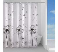 Gedy G-Desiderio 180 x 200 cm, fabriqué en PES, 100% imperméable, Finition Blanc et Noir, Design R&S, Rideau de Douche avec 12 Anneaux, 2 Ans de Garantie, Unique