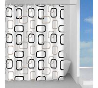 Gedy G-Piper Rideau de Douche 120 x 200, fabriqué en PES, 100% imperméable, Finition Beige et Noir, Design R&S, Rideau de Douche avec 12 Anneaux, 2 Ans de Garantie