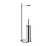 Gedy G-Seul Colonne porte rouleau + brosse de toilette chrome avec finition chromée, dimensions 62,8 x 14 x 14 cm, ensemble de WC en acier inoxydable et chromall, bouton de 4 mm inclus, papier, unique