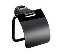 Gedy Krabi, Papier Toilette Couvert, Finition Noire, Dimensions 12 x 13,7 x 5,3 cm et Poids 0,27 kg, Porte Rouleau en Acier Inoxydable et chromall, 2 Ans de Garantie, Design R&S, Noir, Unique