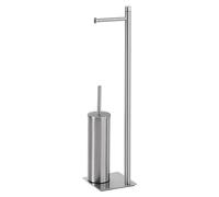 GEDY | Lampadaire Porte Rouleau et Brosse WC Séoul, Set de Salle de Bain en Acier Inoxydable et Cromall, brossé, 63 x 14 x 14 cm