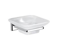 GEDY | Porte-Savon Colorado, Porte-Savon en Acier Inoxydable, Cromall et Verre satiné, fixé avec vis incluses ou Colle, Poids Pris en Charge 7 kg, chromé, 5 x 10 x 12,5 cm