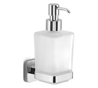 Gedy Tonga Distributeur de Savon Mural chromé en Acier Inoxydable et Verre Capacité de 220 ML 6,3 x 11,7 x 17,3 cm Adhésif sans perçage