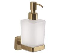 Gedy Tonga Distributeur de Savon Mural en Acier Inoxydable et Verre Doré Mat Capacité de 220 ML 6,3 x 11,7 x 17,3 cm Adhésif sans perçage