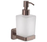 Gedy Tonga Distributeur de Savon pour la Salle de Bain Mur, Or Rose, Acier INOX et Cristal, Capacité de 220ml, 6,3 x 11,7 x 17,3 cm, Adhésif, sans Perçage