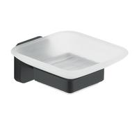 Gedy Tonga Porte-Savon Mural de Salle de Bain avec Couvercle en Verre satiné et Porte-Savon pour Salle de Bain Noir Mat