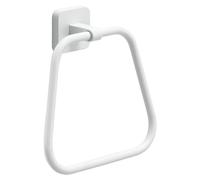Gedy Tonga Porte-Serviette de Salle de Bain, Porte-Serviettes Mural, Anneau, Porte-Serviettes adhésif, Porte-Serviettes sans perçage, Blanc Mat, Acier Inoxydable, 17 x 4,6 x 16 cm