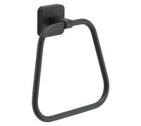 Gedy Tonga Porte-Serviette de Salle de Bain, Porte-Serviettes Mural, Anneau, Porte-Serviettes adhésif, sans perçage, Noir Mat, Acier Inoxydable, 17 x 4,6 x 16 cm