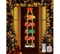GEEKEO Guirlande Lumineuse Noël, 120 LED Couronne de Noel Porte Rideau Lumineux Decoration Échelle Guirlande Lumineuse à Piles, 8 Modes Christmas Lights Minuterie Étanche Interieur pour Fenêtre
