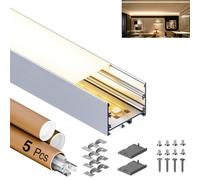 GEEKLUX 10 x Profilé LED Aluminium pour Ruban LED 2 m (10 m) (Profilé aluminium suspendu LED-U-48,5 x 35 mm, 5 x 2m(Total 10m))