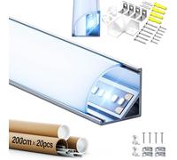 GEEKLUX Profilé LED d'angle en Aluminium 2 m x 6 Pièces (12 m), 45° pour Ruban LED, Profilé Aluminium pour Éclairage Parfait avec Diffuseur et Embouts, Pour Rails LED, Bande LED - 15.8 x 15.8 mm