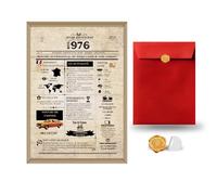 GeekWithAttitude Affiche Rétro Anniversaire | Cadeau Unique | Voyage Temporel & Déco Vintage | Enveloppe à Sceller Offerte | Sans Cadre (1976)