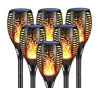Geemoo 6 Pack Grand Lumières Flamme Solaire Exterieure Etanche Lampe Torche Solaire, Lampe Solaire Flamme Vacillante pour Décor, Jardin, Patio, Chemins, Pelouse