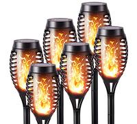 Geemoo Lumières Flamme Solaire Exterieure 6 Pack Etanche Lampe Torche Solaire, Lampe Solaire Flamme Vacillante pour Décor, Jardin, Patio, Chemins, Pelouse