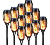 Geemoo Lumières Flamme Solaire Exterieure Jardin 12 Pack Etanche Lampe Torche Solaire, Lampe Solaire Flamme Vacillante pour Décor, Jardin, Patio, Chemins, Pelouse