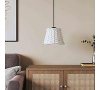 GeenYuu Abat-jour blanc Ø 15 x 12 cm en osier avec support en fer - Remplacement pour lampadaire, lampe de table, suspension - Style bohème rétro vintage - Décoration de salon et de chambre à coucher