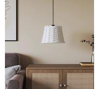 GeenYuu Abat-jour blanc Ø 20 x 15 cm en osier avec douille en fer - Remplacement pour lampadaire, lampe de table, suspension - Décoration vintage bohème pour salon, chambre à coucher