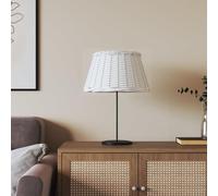 GeenYuu Abat-jour blanc Ø 50 x 30 cm en osier avec support en fer - Remplacement pour lampadaire, lampe de table, suspension - Style bohème vintage - Décoration de salon et de chambre à coucher