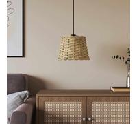 GeenYuu Abat-jour marron Ø 20 x 15 cm en osier avec douille en fer - Remplacement pour lampadaire, lampe de table, suspension - Décoration vintage bohème pour salon, chambre à coucher