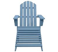 GeenYuu Adirondack Chaise de jardin avec repose-pieds en bois de sapin massif bleu, 70 x 147,5 x 88,5 cm, stable et résistante aux intempéries, fauteuil d'extérieur confortable pour terrasse et jardin