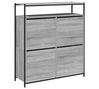 GeenYuu Armoire à chaussures avec 4 rabats gris Sonoma en bois 100 x 34 x 112 cm peu encombrant pour couloir, couloir, chambre à coucher avec beaucoup d'espace de rangement et garde-robe moderne