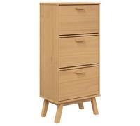 GeenYuu Armoire à chaussures Olden marron en pin massif 55 x 35 x 120 cm avec 3 rabats pour couloir, couloir, chambre à coucher avec beaucoup d'espace de rangement et aspect naturel