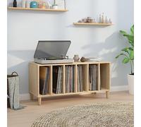 GeenYuu Armoire à disques chêne Sonoma en Bois d'ingénierie 100x38x48 cm Meuble Rangement Salon Bureau avec tiroir Porte Tablette et casier pour Organiser vinyles et Accessoires