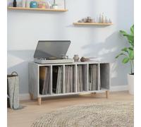 GeenYuu Armoire à disques Gris béton en Bois d'ingénierie 100x38x48 cm Meuble Rangement avec Pieds en Bois pour Salon Bureau Chambre Buffet Commode Colonne Etagere