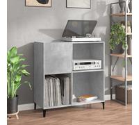 GeenYuu Armoire à disques Gris béton en Bois d'ingénierie 84,5x38x89 cm avec Pieds métalliques Meuble Rangement Salon Bureau Buffet vitrine pour vinyles et Accessoires