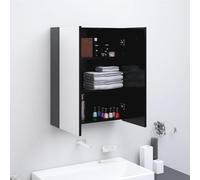 GeenYuu Armoire à Miroir Salle de Bain 60x15x75 cm MDF Anthracite Meuble Rangement Mural 2 Portes 3 Compartiments Espace sous évier Vasque pour Organiser Toilette et buanderie