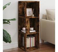 GeenYuu Armoire d'angle chêne fumé en Bois d'ingénierie 33x33x100 cm avec 3 Compartiments, Meuble Rangement Compact pour Chambre Salon Bureau, étagère modulable Pratique et Stable