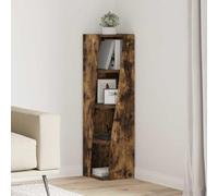 GeenYuu Armoire d'angle en chêne fumé 27,5 x 27 x 102 cm Armoire de rangement polyvalente avec 4 étagères pour bureau, couloir, cave, buanderie, espace de rangement
