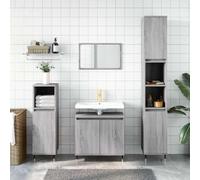 GeenYuu Armoire de Bain Sonoma Gris Bois d'ingénierie 58x33x60 cm Meuble Salle Bain avec Portes et Pieds Fer Rangement lavabo Vasque Colonne Placard sous évier