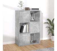 GeenYuu Armoire de Rangement Gris béton en Bois d'ingénierie 60x29,5x90 cm avec 6 Compartiments, 3 Portes, 3 Cubes Ouverts, Meuble modulable pour Salon Bureau Chambre Rangement Livres dossiers