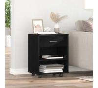 GeenYuu Armoire de rangement noire aspect chêne 46 x 36 x 59 cm avec tiroir et 2 étagères pour bureau, atelier, garage, cave, buanderie, espace de rangement et ordre