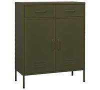 GeenYuu Armoire de Rangement Vert Olive en Acier 80x35x101,5 cm avec 2 Portes, 2 tiroirs compartimentés, étagère réglable pour Bureau, Garage, Atelier, Cuisine, Chambre