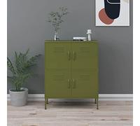 GeenYuu Armoire de Rangement Vert Olive en Acier 80x35x101,5 cm avec 4 Portes 2 étagères réglables et niveleurs, Meuble casier pour Bureau Atelier Garage entrée Chambre Salon Cuisine