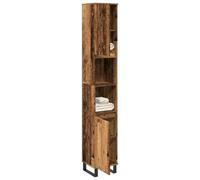 GeenYuu Armoire de salle de bain aspect bois vieilli 30 x 30 x 190 cm avec pieds en fer, meuble de salle de bain avec espace de rangement, armoire pour salle de bain, salle de bain et rangement