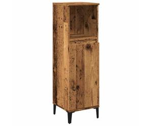 GeenYuu Armoire de salle de bain aspect bois vieilli avec pieds en métal 30 x 30 x 100 cm, meuble sous lavabo flexible avec espace de rangement, porte et étagère pour salle de bain et WC d'invités